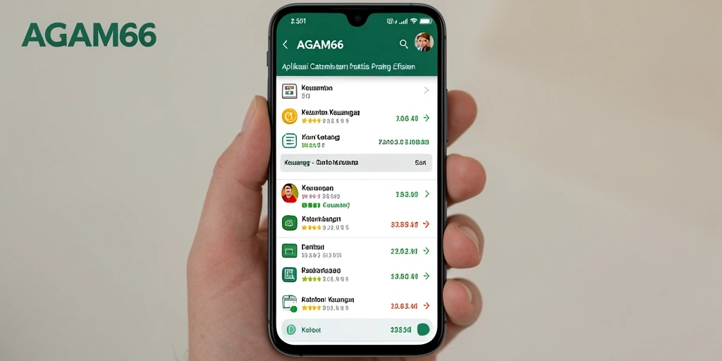 Antarmuka AGAM66 menampilkan fungsi catatan keuangan yang mudah digunakan.