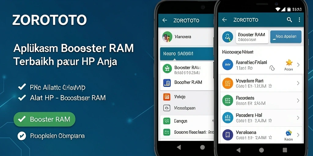 Antarmuka aplikasi ZOROTOTO yang intuitif dan fungsional sebagai Booster RAM.