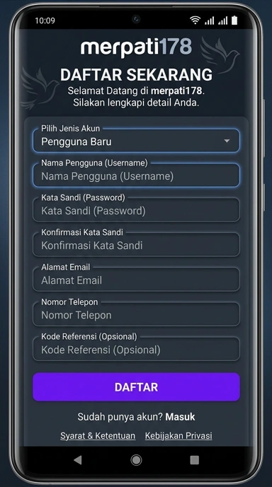 Panduan Registrasi Akun merpati178 untuk Pengguna Android